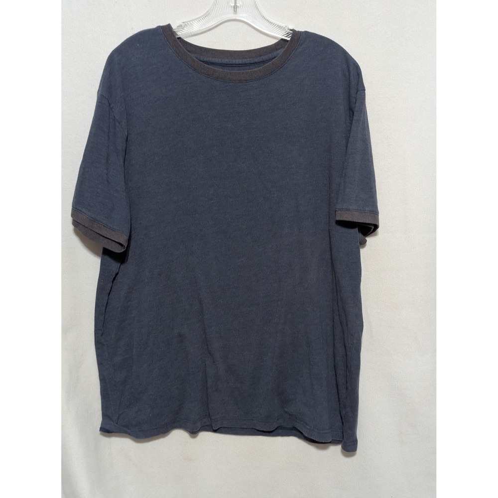 George Mens Ringer T-Shirt XL Blue Heathered Short Sleeve Crew Neck Tee